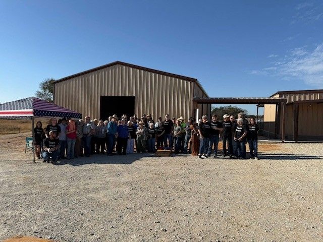 The Happy Trails congregation gathered outside the church building